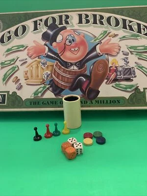 GO FOR BROKE Board Game 1977 Selchow & Righter PARTS Pawns Tokens Dice & Cup - Image 1 of 2