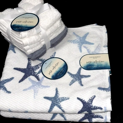 Набор полотенец для ванны Cynthia Rowley Blue Starfish пляж океан побережье 10 шт. - Изображение 1 из 4