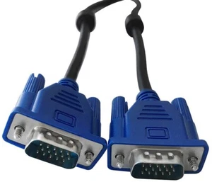VGA Male to Male 15 Pin Monitor to Computer Video Cable - 6ft Black/Blue - Picture 1 of 4
