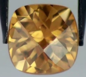 CUBIC ZIRCONIA CHAMPAGNE COLOR 8 MM CUSHION CUT CHECKERBOARD TOP - Picture 1 of 1