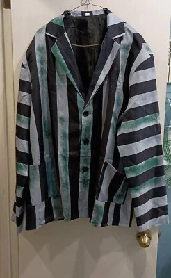 2XL Adulto Beetlejuice Traje Disfraz Miedo Negro Blanco Halloween Medidas C5 Foto 1 de 4