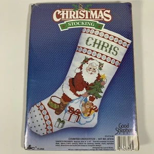 VTG Christmas SANTA'S PRESENTS Stocking Counted Crosstitch Kit, Good Shepherd - Picture 1 of 6