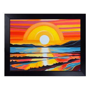 Sunrise Gouache Art  Lap Tray Cushioned Bean Bag Padded TV Dinner Breakfast Desk - Picture 1 of 4
