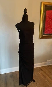 Black Mesh Ruched MIDI Dress - Picture 1 of 4