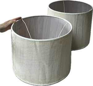 NEW FRENCH LINEN LAMPSHADE PURE LINEN TAPERED 40 cms DIAMETER 30 cms HIGH. - Picture 1 of 15