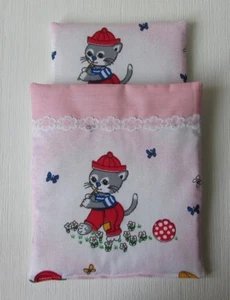 Bettwäsche Bettzeug für Puppenbett - Decke 25 x 22 cm - Kissen 17 x 13,5 cm (17) - Bild 1 von 3