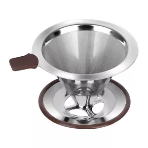 Pour Over Coffee Maker Paperless Reusable Stainless Steel Drip Brew Cone Filter - Picture 1 of 7