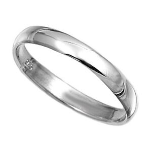 Solid 925 Sterling Silver Plain  Band Ring 3mm Wide Wedding Thumb 20  Sizes G-Z