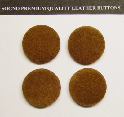 4 MADE IN USA camel color genuine suede leather covered jacket buttons 1" (26mm) - Image 1 of 4