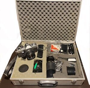 Praktica MTL3 & Complete Set Up Inc. 4 Lenses, Flight Case & More Fully Working