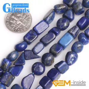 Cuentas de piedras preciosas de forma libre de lapislázuli azul de 8x10 mm para hacer joyas filamento de 15" - Imagen 1 de 7