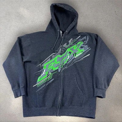 Y2K Fox гонки мотокросса полный молнии куртка с капюшоном размер большой панк гранж винтажный - Изображение 1 из 4