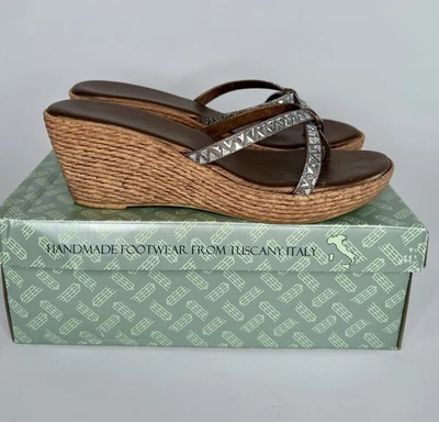 DAMIANI'S Bronce/Cuentas Mujer Cómoda, Alpargata Cuñas Talla 7 Hecho en Italia Foto 1 de 4