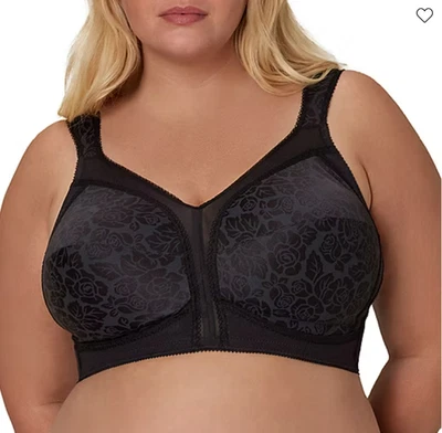 NIP PLAYTEX BRA 18 Hour Comfort Wireless Bra 4693 52DD BLACK - Image 1 of 2