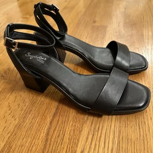Seychelles Sandals Womens Sz 10W Black Block 3” Heel Ankle Strap Cushion Comfort - Picture 1 of 9