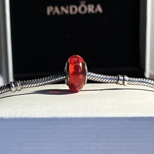 Genuine Pandora Sterling Silver Red Bubbles Murano Glass Charm 790690 - Picture 1 of 7