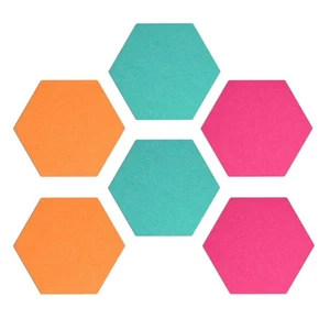Hexagon Felt Board Tiles - Set of 6 Notice Memo Bulletin Boards with Push Pin... - Picture 1 of 8