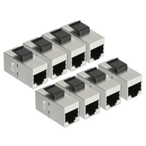 8Pcs CAT 6a Jack RJ45 Couplers Female to Female Straight Shielded In-Line Cat6A - Picture 1 of 6
