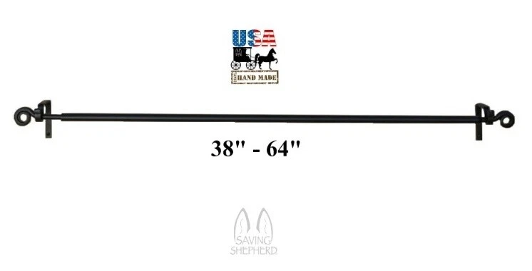 GRAN BARRA DE CORTINA DE HIERRO FORJADO - Ajustable con Pergaminos Amish Artesanal EE. UU. Foto 1 de 4