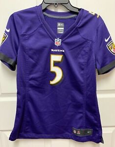 Nike On Field NFL Ravens Joe Flacco #5 Purple Jersey size M purple Sleeve Crest