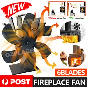 6 Blades Fireplace Stove Fan Heat Cocoon Self-Powered Wood Top Burner Eco Heater - Picture 1 of 9