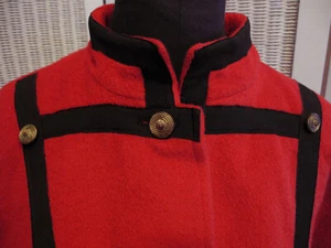 LOUIS FERAUD Vintage Red Cropped Military-Style Jacket UK14 Angora Blend Blazer - Picture 1 of 7