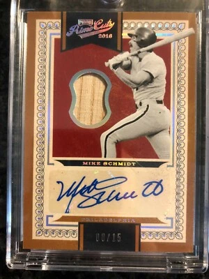 2016 Panini Prime Cuts - Mike Schmidt - AUTOGRAPHED and GAME USED BAT RELIC /15 - Image 1 of 2