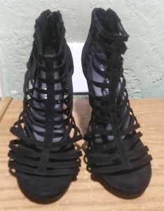 Madden Girl Women's Black Open Toe Strappy Heels Size 7.5 - Picture 1 of 6