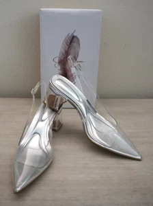 Jessica Simpson Women's Sz 8.5M Clear Syrina Lucite Slingback Pumps Heels - Picture 1 of 12