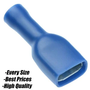 Blaue Buchse Spatenklemmen 6,3 mm Isoliertes Drahtkabel Kupfer Stecker Crimp - Bild 1 von 1