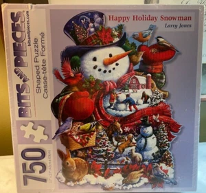 Bits and Pieces Puzzle Larry Jones Happy Holiday Schneemann 750 Teile Neu - Bild 1 von 6