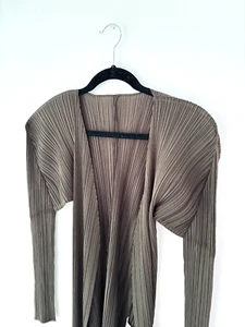 PLEATS PLEASE ISSEY MIYAKE ◆ Cardigan (thin) / 3 / polyester / khaki - Picture 1 of 5