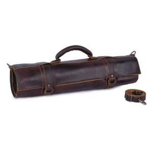 Full Grain 11 Pocket Handmade Brown Leather Chef knife Roll Chef Birthday Gift - Picture 1 of 4