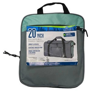Protege 20" Collapsible Sport Travel Duffel Bag Gray & Teal Polyester - Picture 1 of 3