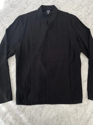 Blazer abierto con volantes 100 % seda negro elegante arrugado Eileen Fisher para mujer talla S Foto 1 de 4