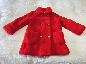 White Stag | Girls SZ 6X | Red Vintage Teddy Bear Dress Coat | Faux Fur Cozy - Picture 1 of 11