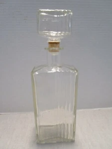 Flastra e tappo a costine decanter vetro Thatcher vintage a costine verticale anni '50 12" H - Foto 1 di 8
