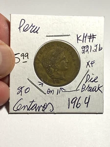 1964 Peru 20 Centavos - Die Break - Picture 1 of 2