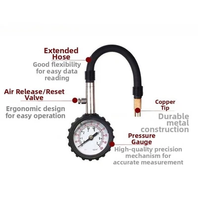 Tire Pressure Gauge Mechanical Gauge Precision Measurement Portable Lightweight - Image 1 of 4