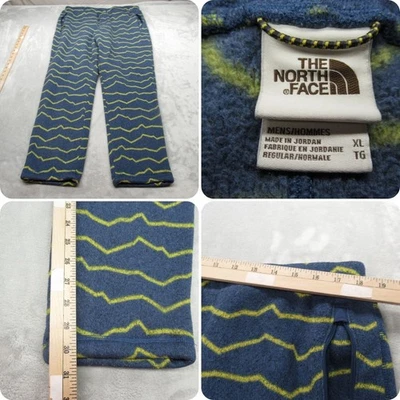The North Face Pants Men XL Blue Yellow Printed Thick Fleece Gordon Lyon 36x30 - Image 1 of 4