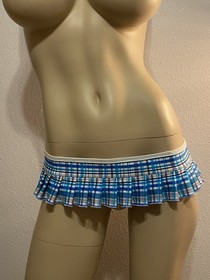 Sexy Micro Mini Blue Plaid Pleated Skirt Lingerie Exotic Dancer Stripper Rave