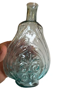 EXTREMELY RARE Antique McKearin GX-33A Half Pint Scroll Flask Bottle Six P. Star - Picture 1 of 24