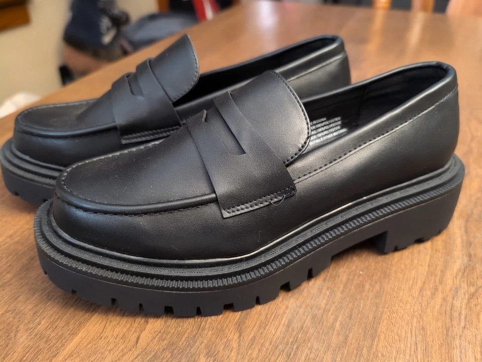 НОВЫЕ лоферы American Eagle Chunky Lug 7,5 ретро лоферы пенни черные  - Изображение 1 из 4