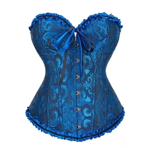 Women's Lace Up Boned Overbust Corset Bustier Size XXL - Picture 1 of 5