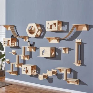 Cat Wall Furniture Climbing Shelf Wall Mounted Steps Stairway with Sisal Rope Sc - Picture 1 of 27