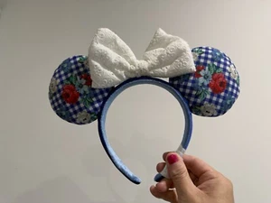 Disney Parks Gingham Cottage Blume kariert Minnie Maus Ohren Stirnband NEU - Bild 1 von 1