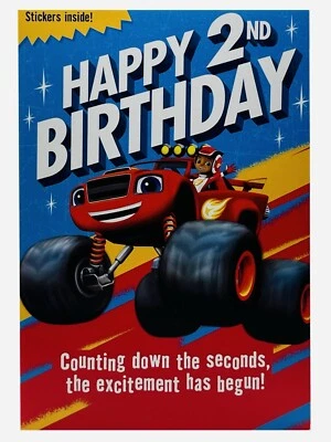 Blaze And The Monster Machines Kids 2nd Birthday Card with Stickers Hallmark NEW - Image 1 of 4