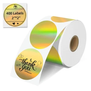 400 PIEZAS Etiquetas Térmicas Holográficas 2" Redondas Agradecimiento Pegatinas Logotipo Diseño Etiqueta - Imagen 1 de 5