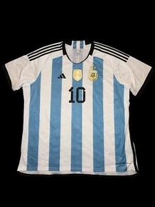 Argentina Adidas Jersey Messi Qatar FIFA World Cup Champions 2022 3-Star Crest - Picture 1 of 8