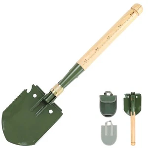 Mastiff Gears ® Wooden Handle Folding Survival Shovel w/Pick - Heavy Duty C - Picture 1 of 6